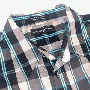 Beverly Hills Polo Club Mens 3XLB Plaid Button Up‎ Shirt Short Sleeve Casual